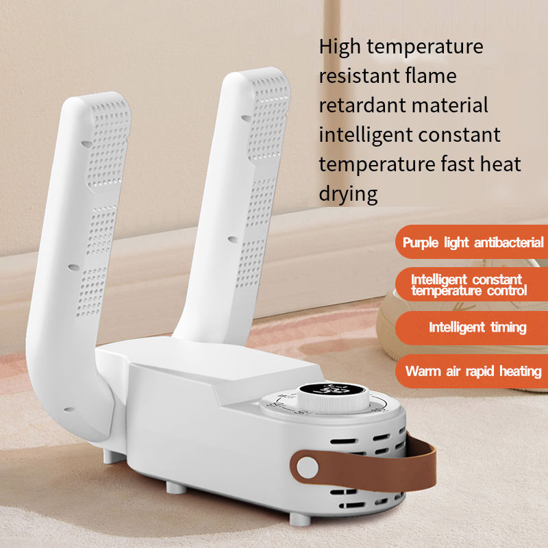 Electric shoe dryer with a timer and temperature control.
